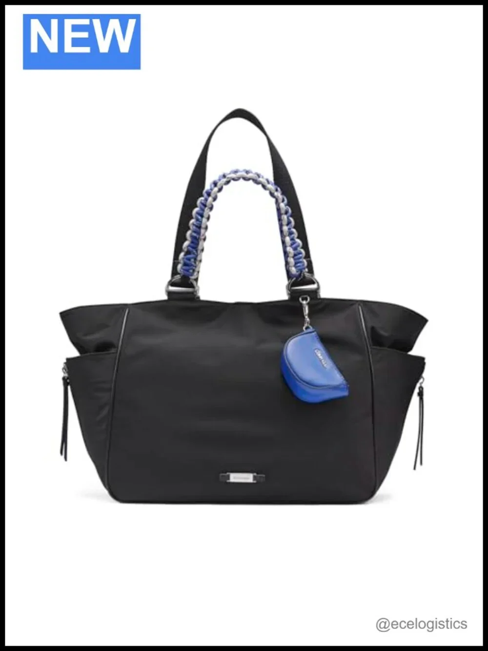 Prato Twill Nylon Large Tote Work Bag Laptop Purse Snap Closure Multi Strap